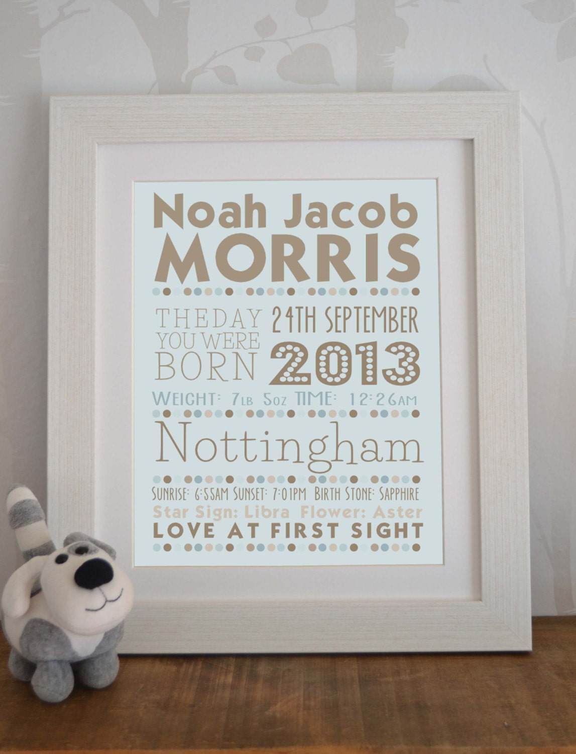 New Baby Gift - Day You Were Born Framed Typography Print