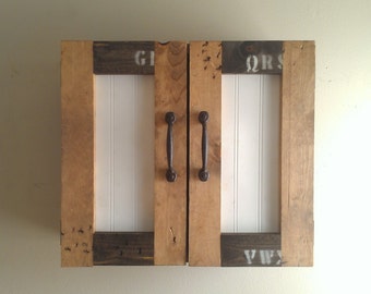 cabinet bathroom wood antique unique medicine distressed reclaimed barnwood wooden crate
