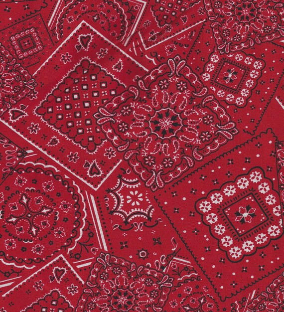 Red Bandana Fabric Bunk House Red Fabric By the yard