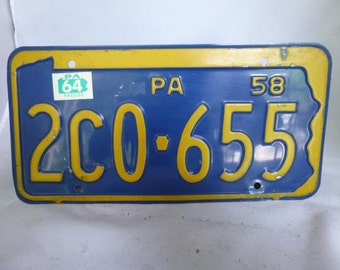 Great 1958 Pennsylvania PA License Plate for VW or Rat Rod
