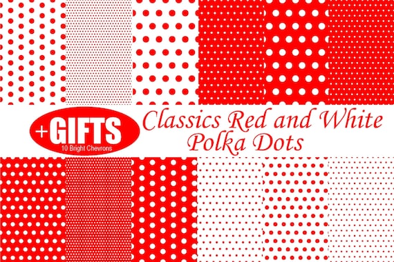 Classic Red and White Polka Dot digital paper scrapbook red polka dots for Red polka dot dress fabric print polka dot wall decal clipart DIY
