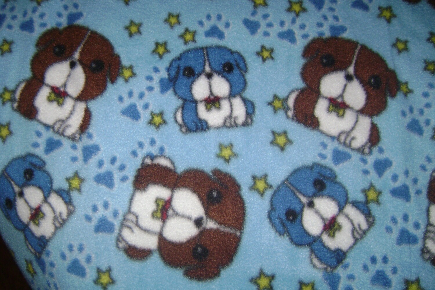 Blue & Brown Dog print fleece blanket