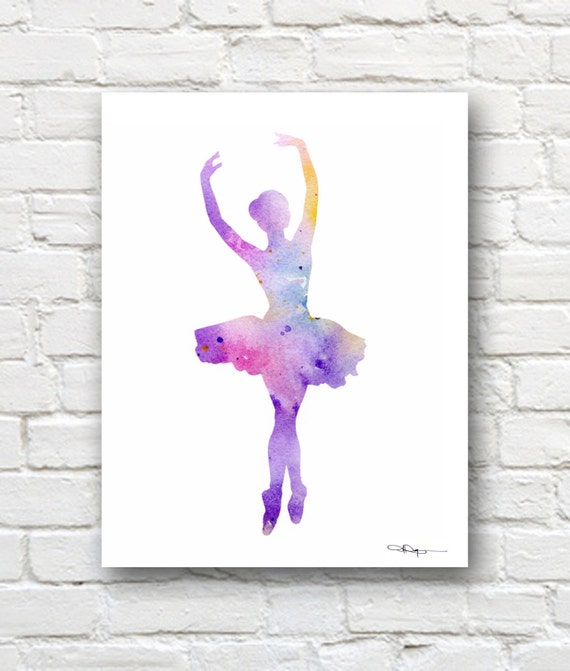 Set of 2 Ballet Dancer Art Prints Watercolor Painting Wall