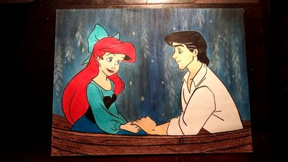 Items Similar To Reserved Disneys Little Mermaid Ariel And Prince Eric Boat Scene Kiss 4411