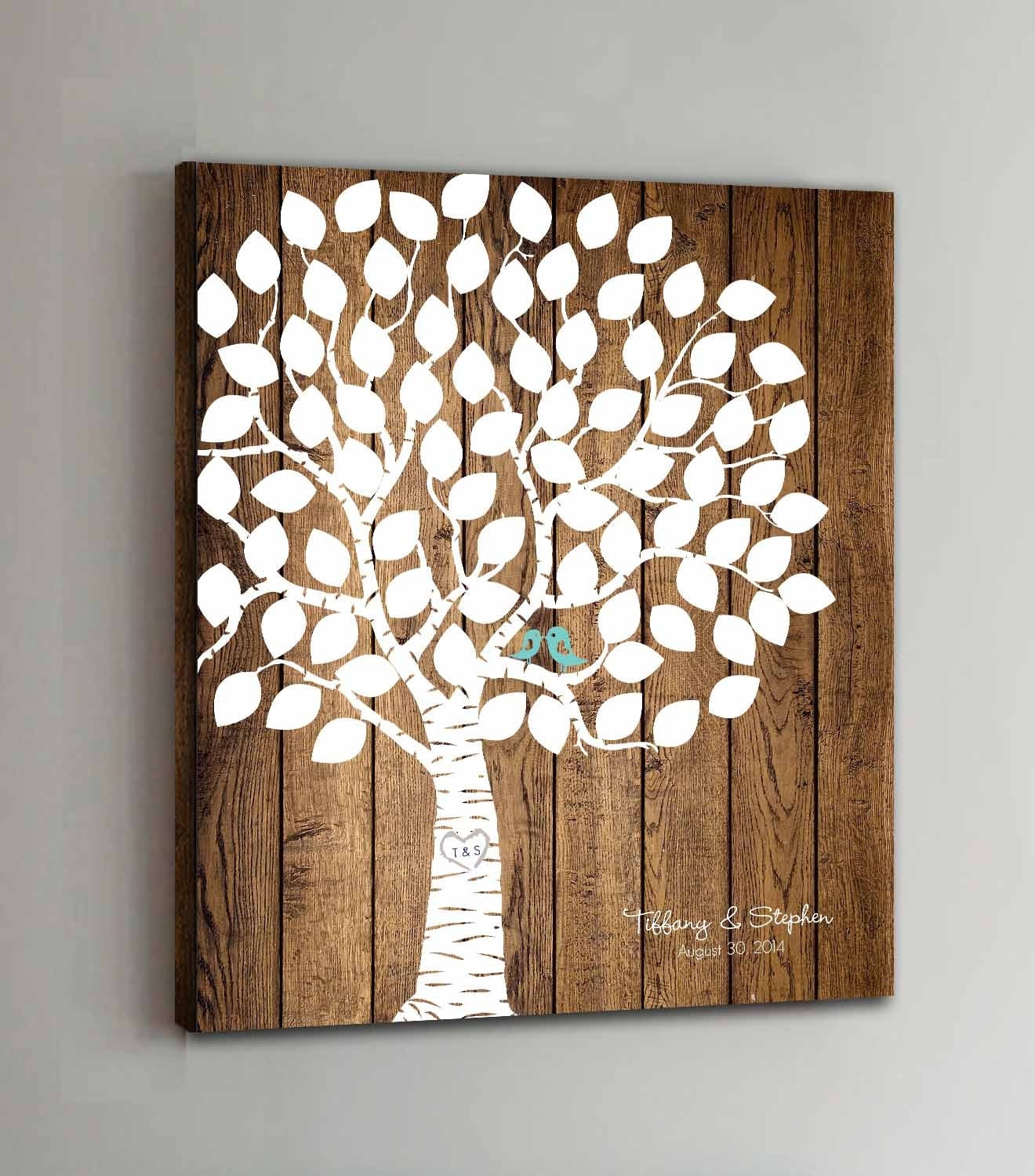 75 Guest CANVAS Wedding Guest Book Wood Wedding Tree Wedding