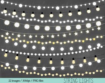 Lights Clipart, Fairy Lights Clipart Clip Art, String Lights Clipart, Holiday Christmas Lights - Personal & Commercial - BUY 2, GET 1 FREE!