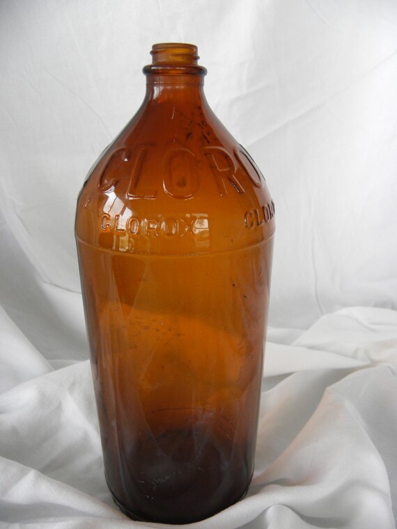 on SALE1950's Vintage Amber Glass Bleach Bottle32ox