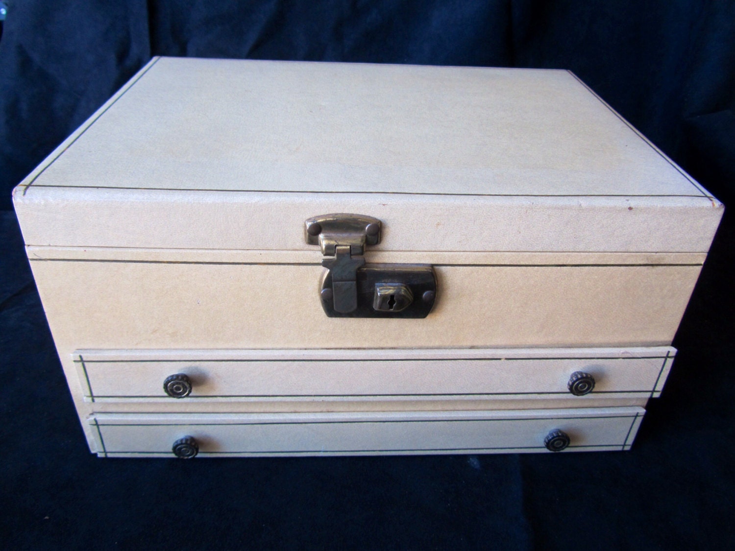 Vintage Mele Jewelry Box Mid Century Red Velvet Interior