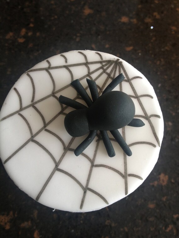 Halloween 12 Spider with  handmade edible fondant cupcake