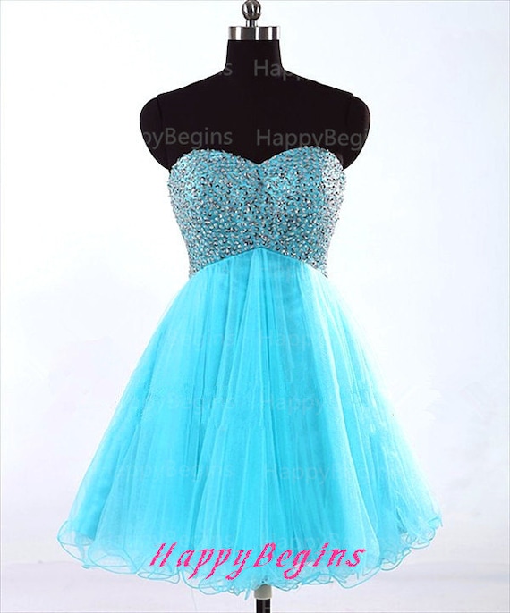 turquoise short prom dress, mini prom dress, homecoming dress, prom ...