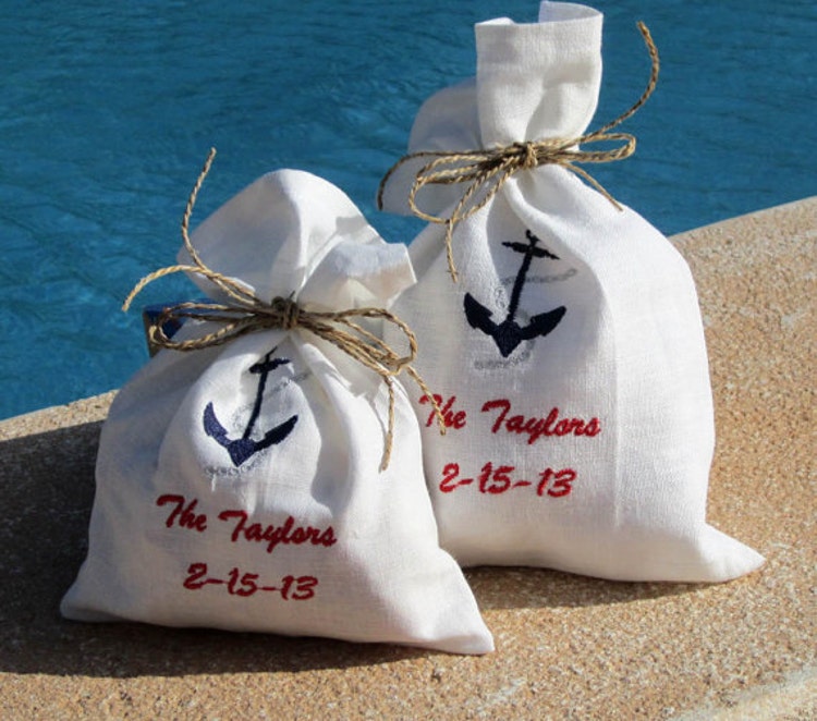 4 Wedding Favor Bags Nautical Gift Bags by NauticalDream on Etsy
