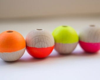 Minimal Geometric Neon Wooden Bead Necklace