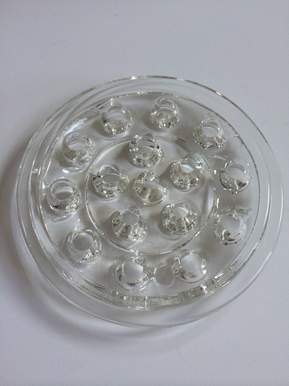 Vintage Clear Glass Flower Frog 55 Diameter By Shopthehyphenate 8255