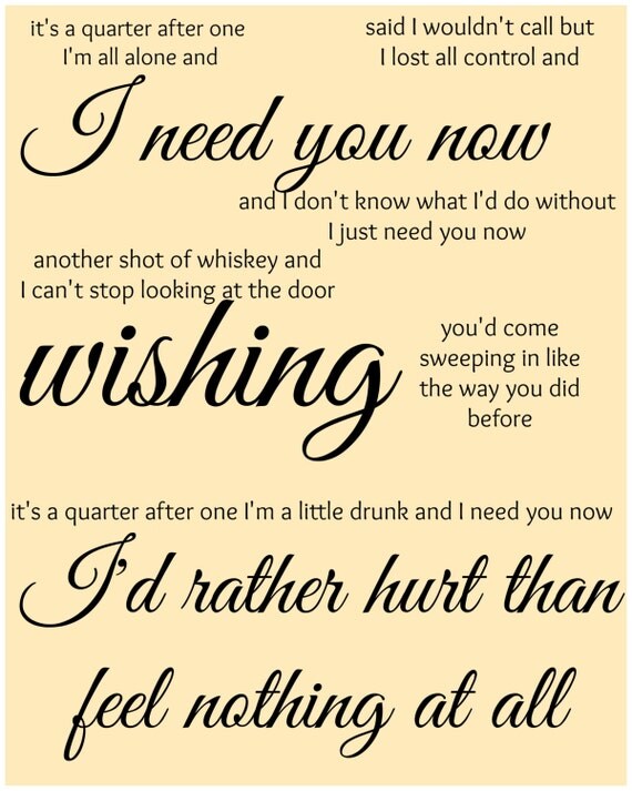 Lady Antebellum 'Need You Now' lyrics by RachelsMagicalPrints