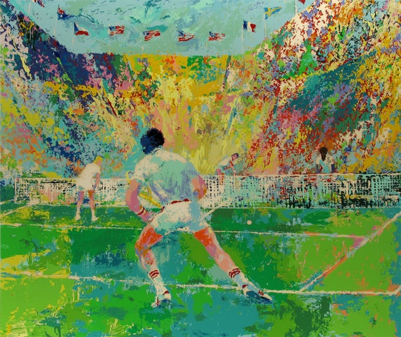 LeRoy Neiman Badminton courts oil painting by Antsartworkoffice