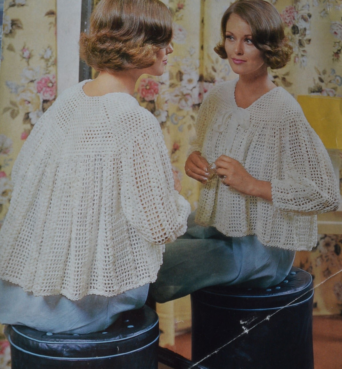 Womens crochet bedjacket vintage pattern crocheted bed jacket