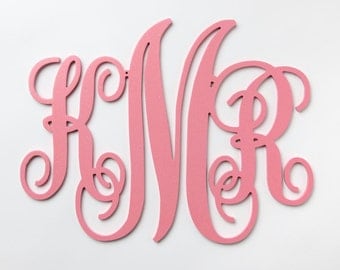 Wooden Monogram Painted, Wood Monogram, Door monogram for wall:the perfect gift for a baby shower, wedding or housewarming