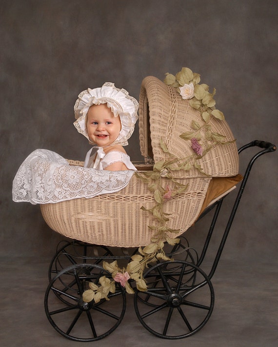 Items similar to Digital Photography Prop Vintage Wicker Carriage