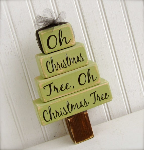 Items similar to Mini Stacking Christmas Tree Wood Blocks Wood