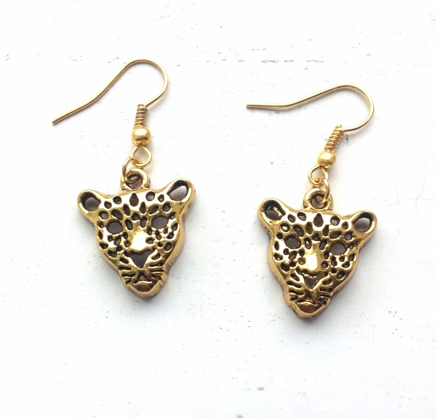 leopard face earrings
