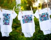 Baby bodysuit featuring any desired name showcased in an actual photos of urban chic letters.