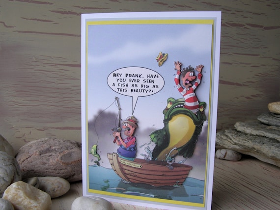 Funny Fishing Card 8 x 6 Male Fishing Card