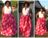 Africa print hot pink ankara maxi skirt with pockets, ankara maxi skirt ...