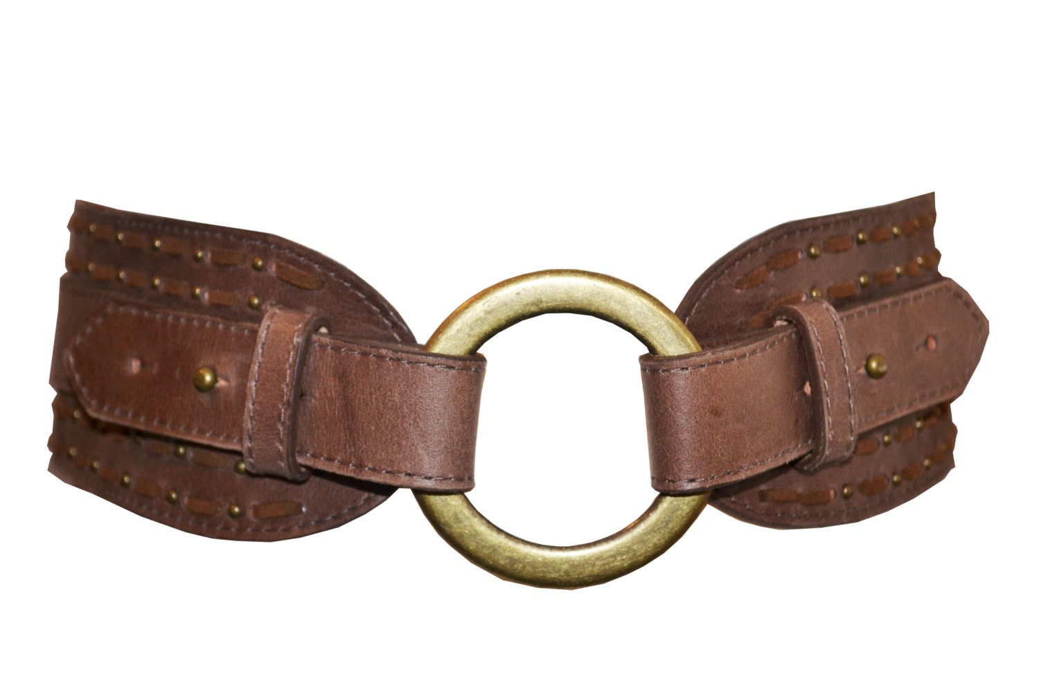 Women&#39;s Leather Belt Brown distressed leather belt with