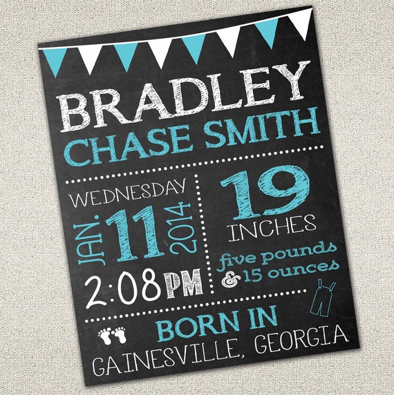 Download Baby Birth Announcement Sign Photo Prop Chalkboard SIgn