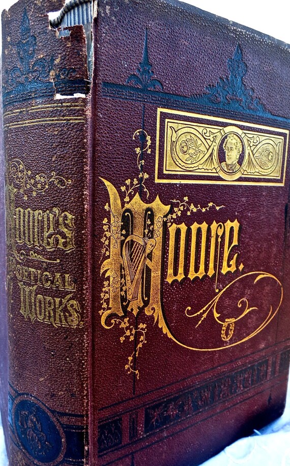 Antique Poetry Book Poetical Works Moore 1800's Thomas