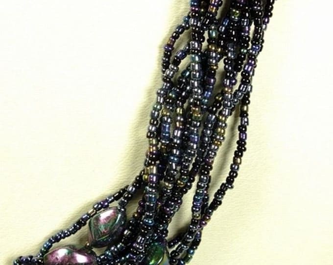 Storewide 25% Off SALE Beautiful multi-chain designer Zumani glass and seed beaded necklace designed with Bohemian flair