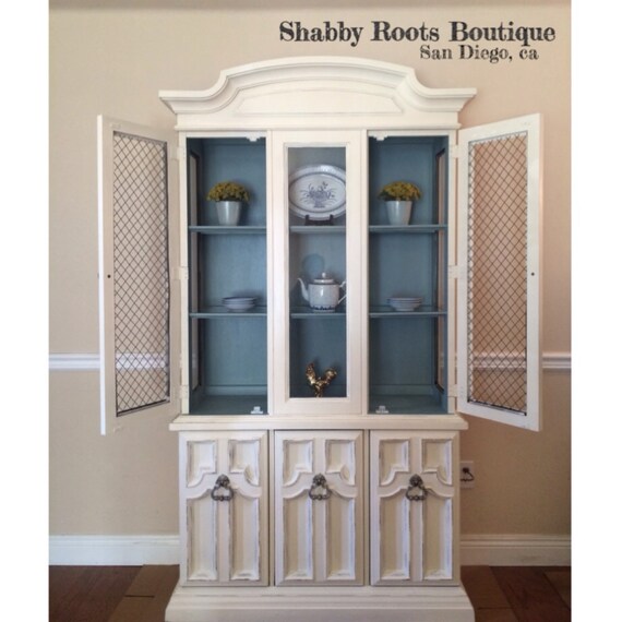 Items similar to Shabby chic cottage china hutch rustic