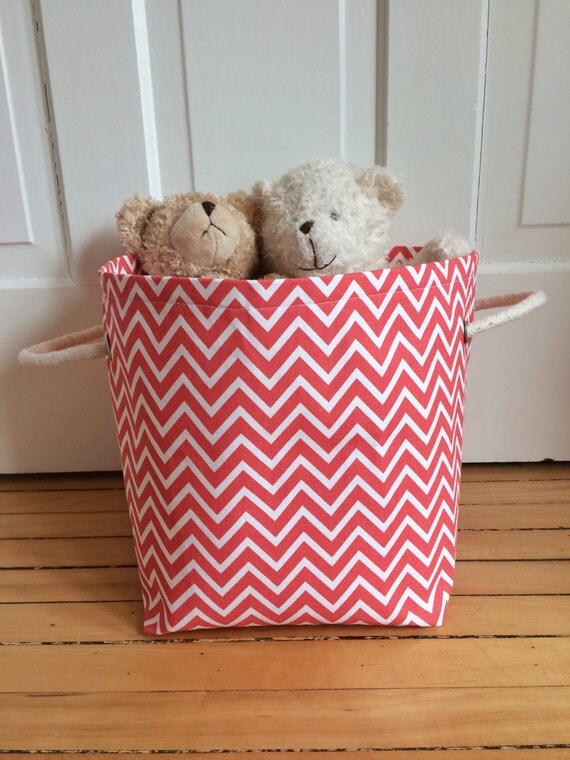 Items similar to Large Chevron Fabric Storage Bin on Etsy