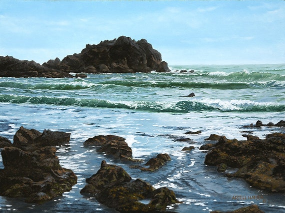 low tide oregon coast gicle e print of original oil low tide oregon coast gicle e print of original oil