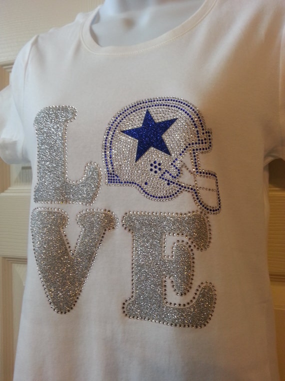 Dallas Cowboys LOVE rhinestone/glitter hotfix on by YourTeamBlings