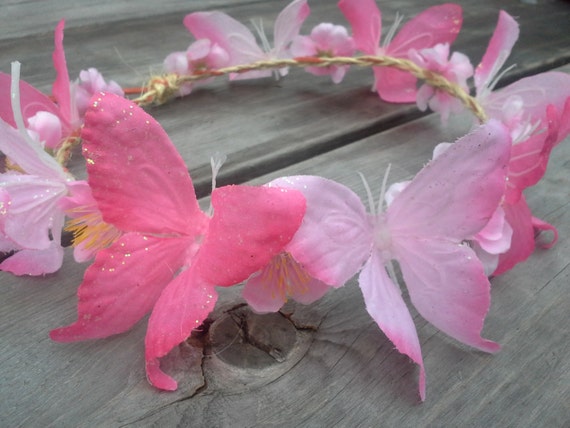 Butterfly Crown, butterfly Halo, Festival Wear, EDC, Coachella, butterfly headband,Ultra Music , Rave,Butterfly, Fairy, Hot Pink, Glitter,