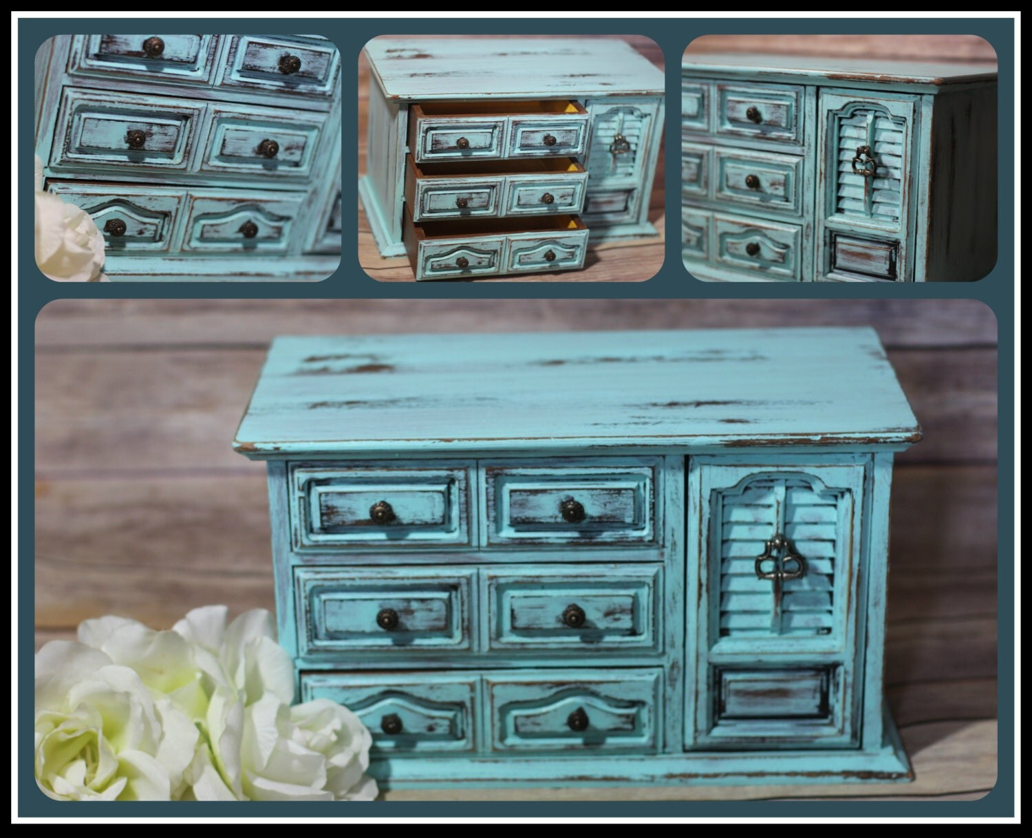 Black Friday SALE BLUE JEWELRY Box Pretty Blue Jewelry Chest