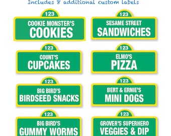 Sesame Street Printable Food Labels / 20 and Custom Labels - Sesame Street Birthday Party DIY / Party Signs / Food Signs