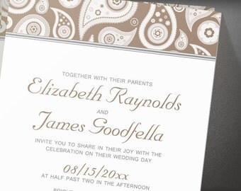 Brown Paisley Wedding invites
