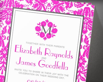 Pink Monogram Wedding invites