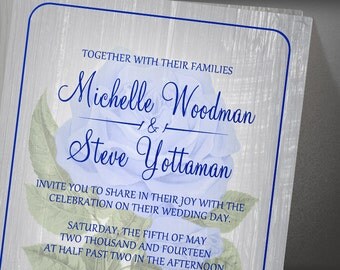 Blue Rustic Floral Wedding invites