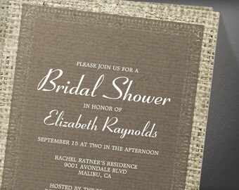 Brown Vintage Burlap Bridal Shower invites