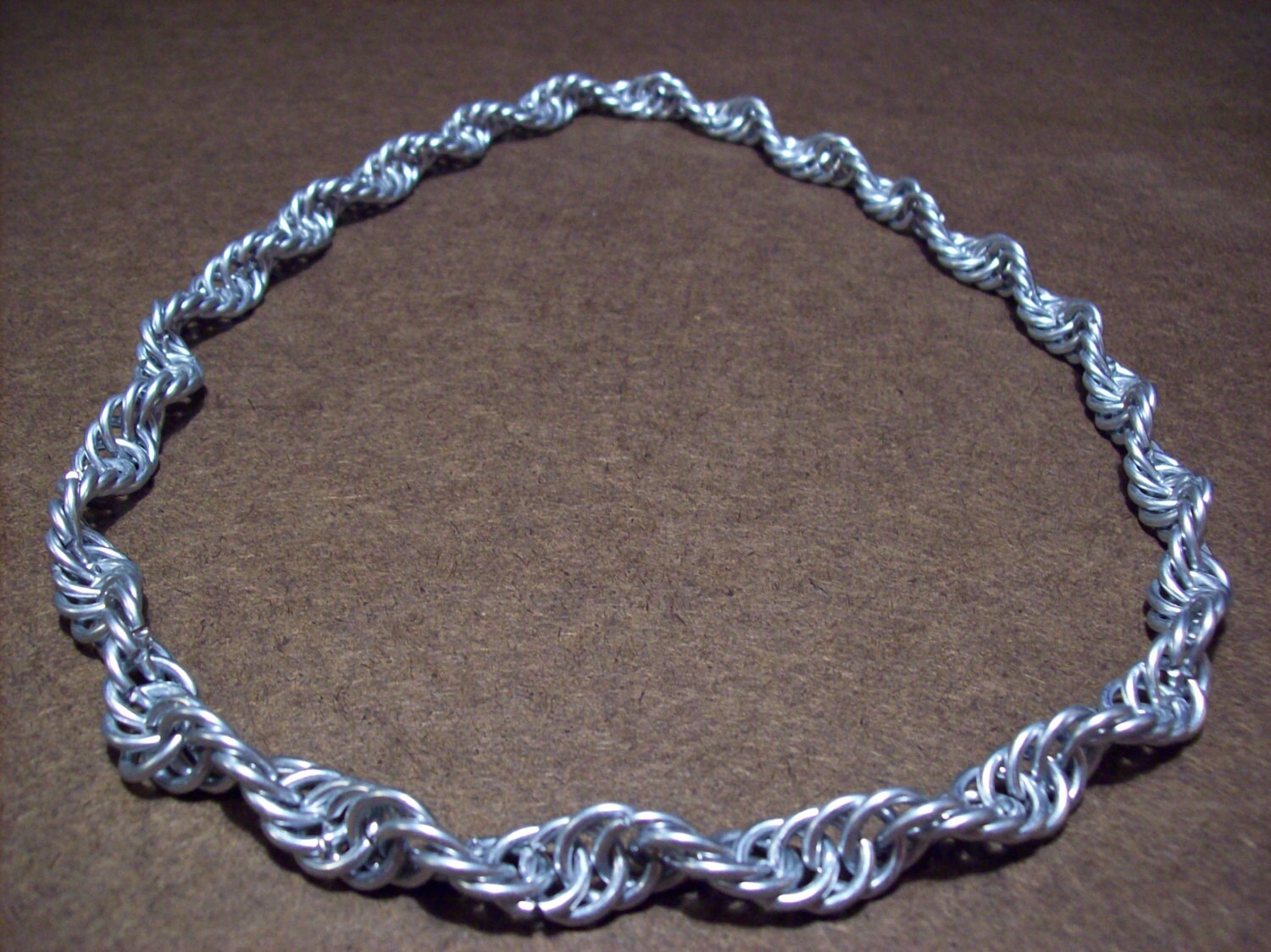 Spiral Chain Maille Weave Necklace Galvanized Steel by Potsetc