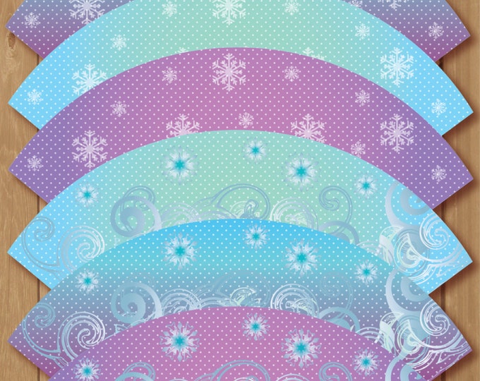 Frozen cupcake wrappers. 6 different designs, Instant Download.