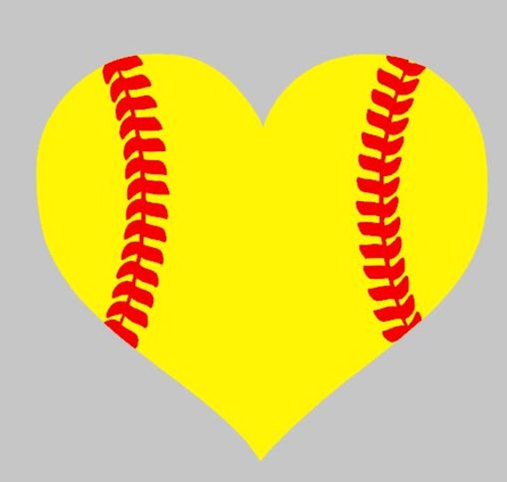 Heart softball vinyl car decal heart baseball softball mom