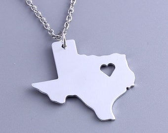 I heart Texas Necklace - Texas Pendant - State Charm - Map necklace - Map Jewelry