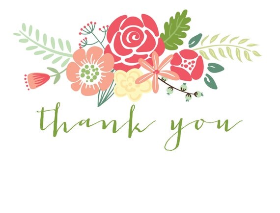 Vintage Floral Thank You Card Set of 12