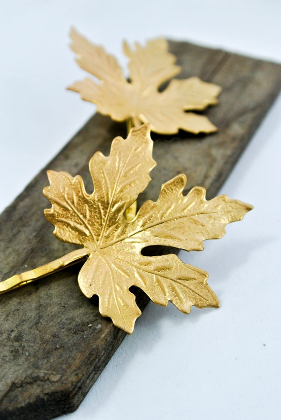 gold maple leaf hair pins maple leaf bobby pin woodland