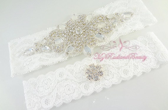 Wedding Garter Set, Garter, Bridal Garter Set, Crystal Applique Garter, Wedding Rhinestone Garter, Handmade Garter Set, MRB Bridal GTA0016