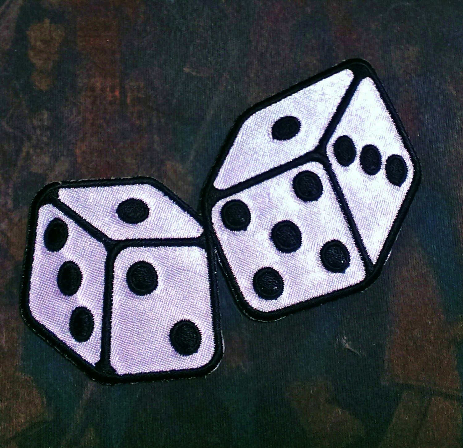 Vintage Iron-On ''Pair Of Snake Eyes Dice''